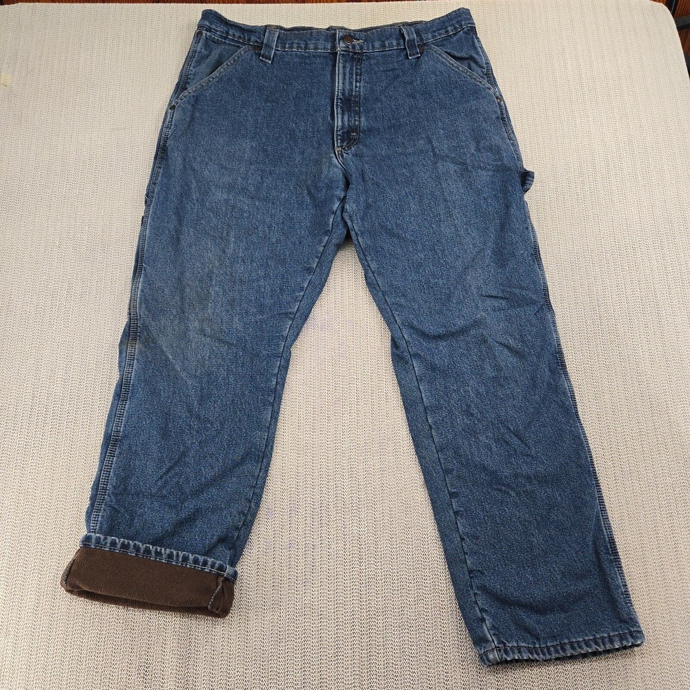 Wrangler 94FLWSW Jeans Mens 36x30 Blue Denim Utility Carpenter Fleece Lined
